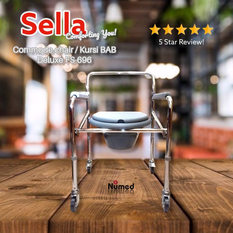 Commode Chair Kursi BAB Sella FS-921 / Kursi Pispot Toilet Duduk Plus Roda Buang Air besar Orang Tua Lansia