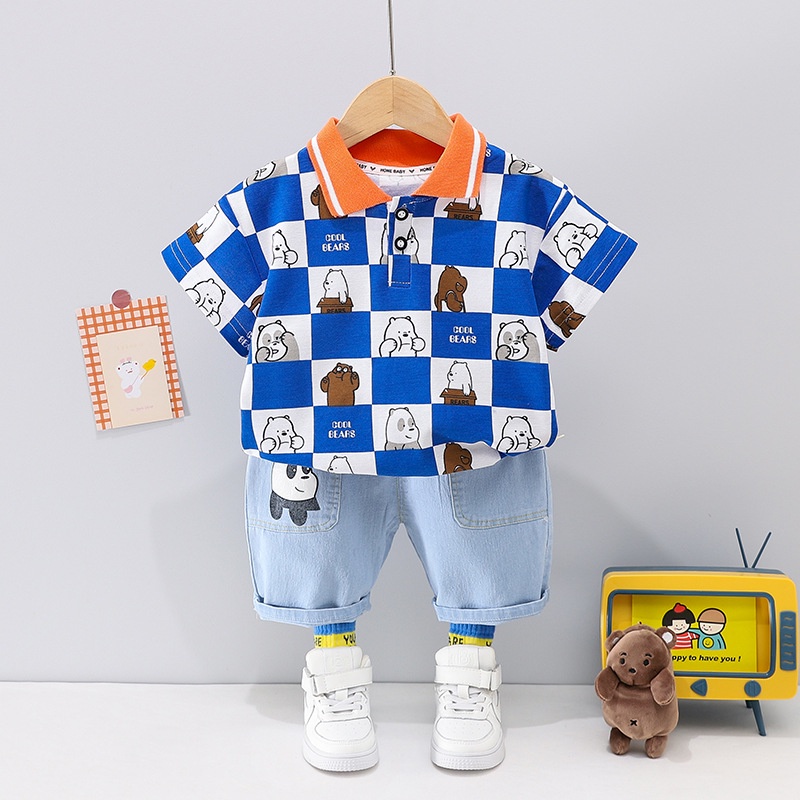 LittleAaron SET WE BEAR EBV Setelan Bayi Laki-laki Lengan Pendek
