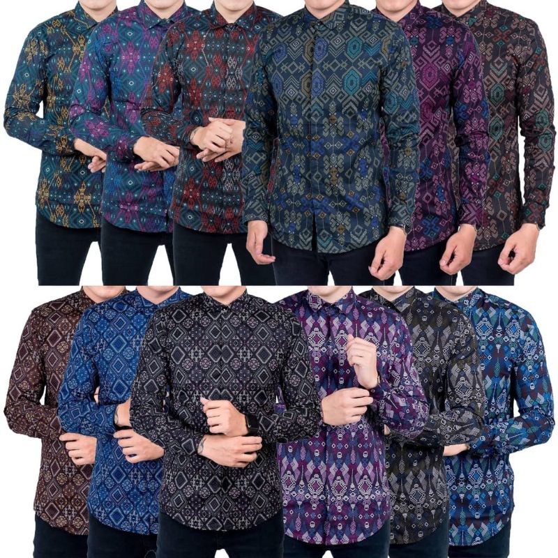 Kemeja Batik Songket Pria Lengan Panjang Batik songket pria casual