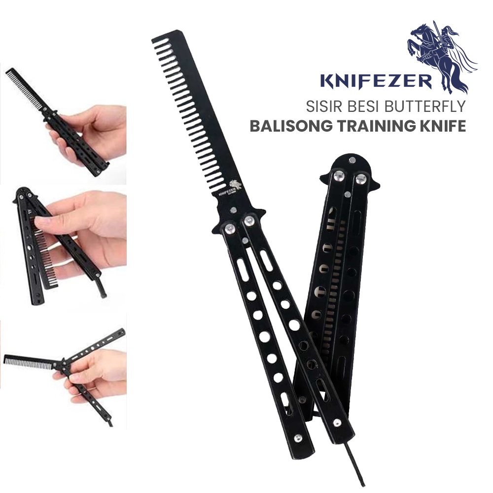 Sisir Besi Butterfly Balisong Training - OMHAX0BK Black