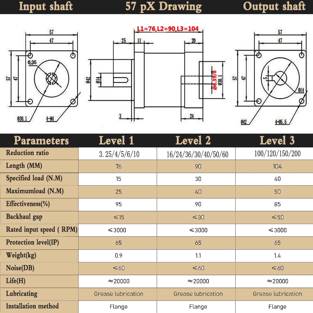 [HAEBOT] Planetary Gearbox Reducer Motor Stepper Nema 23 As 8mm Rasio 1 5 10 20 36 Planetari 14mm Ratio Pengurang Kecepatan Flange Gear Box CNC