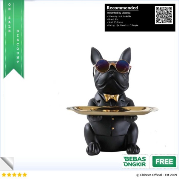 Jual Ermakova Dekorasi Baki Patung Anjing French Bulldog Tray - EMK151 - Hitam Etc Berkualitas