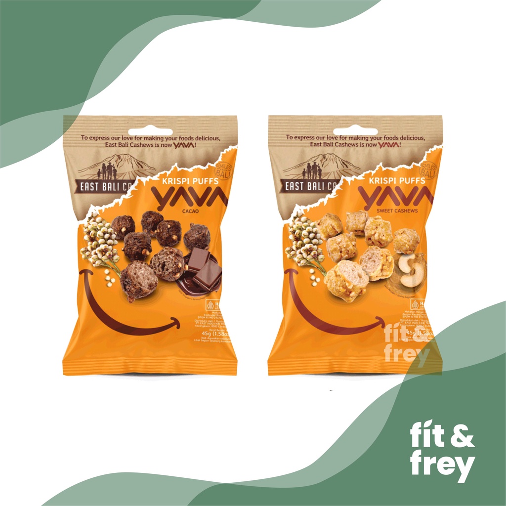 EAST BALI CASHEWS - YAVA Krispi Puffs 45g - Cemilan Mente Coklat - Snack Sehat