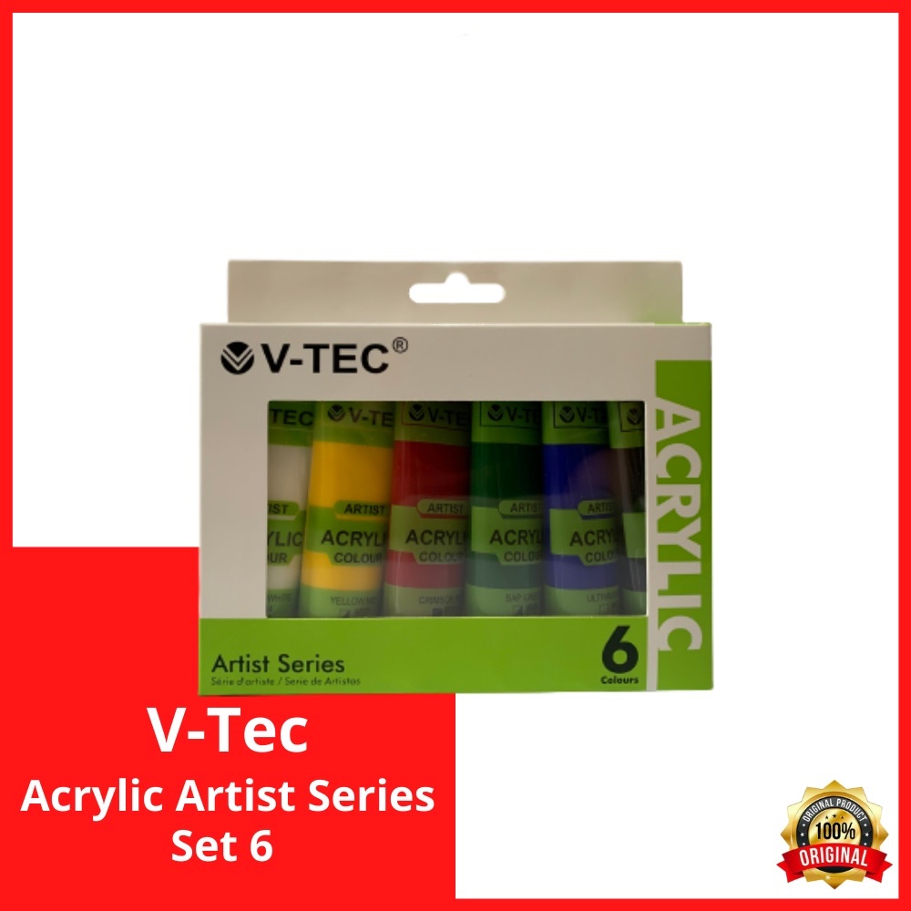 

Acrylic V-Tec Artist Series 6 Colours VT-635A / Acrylic Paint V-tec 35ml Set 6 pcs warna primer VT-635A