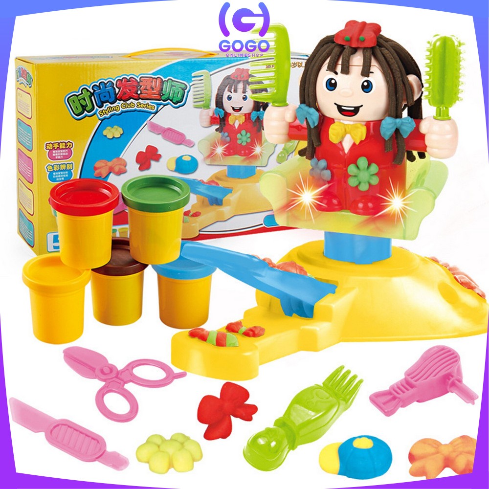 GOGO-M154 Mainan Anak Pangkas Rambut Salon Styling Club Mainan Pretend Play Barbershop Potong Rambut
