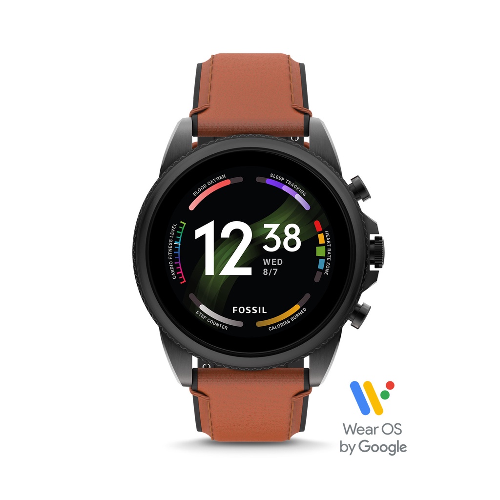 Fossil Gen 6 Smartwatch Brown Leather Jam Pria - FTW4062