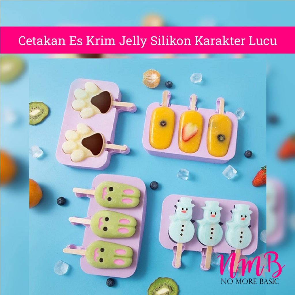 Cetakan Es Krim Jelly Silikon Karakter Lucu