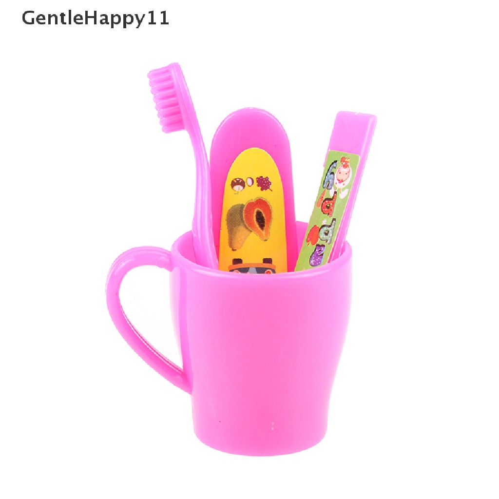 Gentlehappy Dollhouse Miniatur Sikat Gigi Odol Tabung Cangkir Set Boneka Kamar Mandi Decor Mainan id