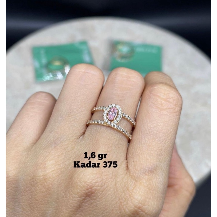 Cincin rachel rose mata pink kadar 375 8k