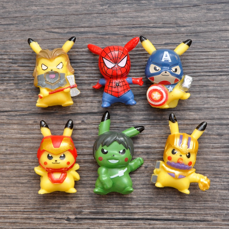 6pcs / Set Mainan Boneka Anime Pokemon TAKARA TOMY Pikachu Mini Untuk Hadiah Ulang Tahun Anak