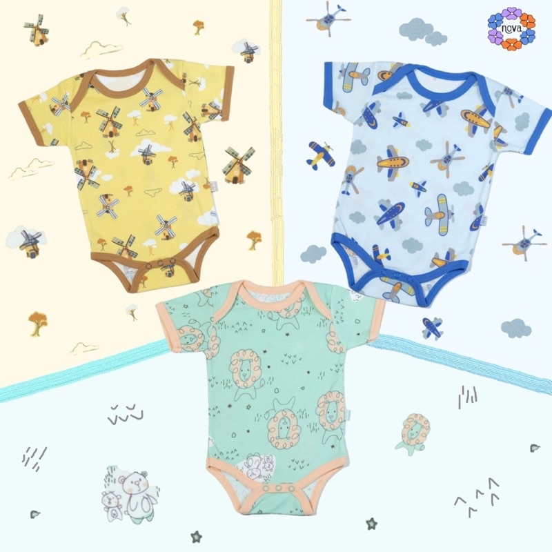 Nova Jumper Bayi Karakter - Romper Bayi Nova Best Buddies - Baju Kodok Bayi 0-3 3-6 6-9 Bulan