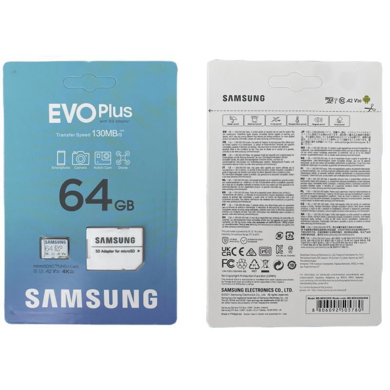 Samsung EVO PLUS MicroSDXC  UHS-I Card Class 10 U3 4K Memory Card Kartu Memori 32GB/64GB/128GB/256GB/512GB Transfer higga 130MB/S SD TF Card