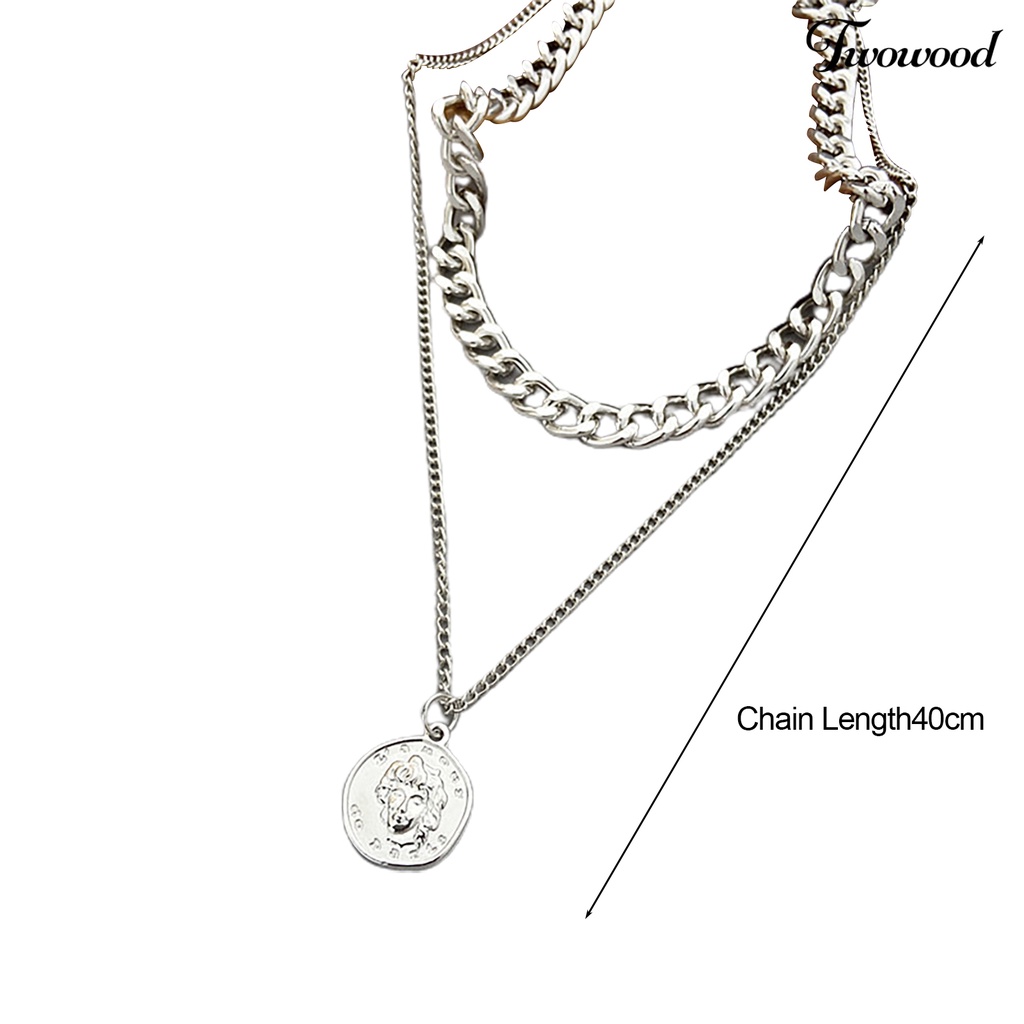 Kalung Rantai Multilayer Bahan Alloy Untuk Wanita