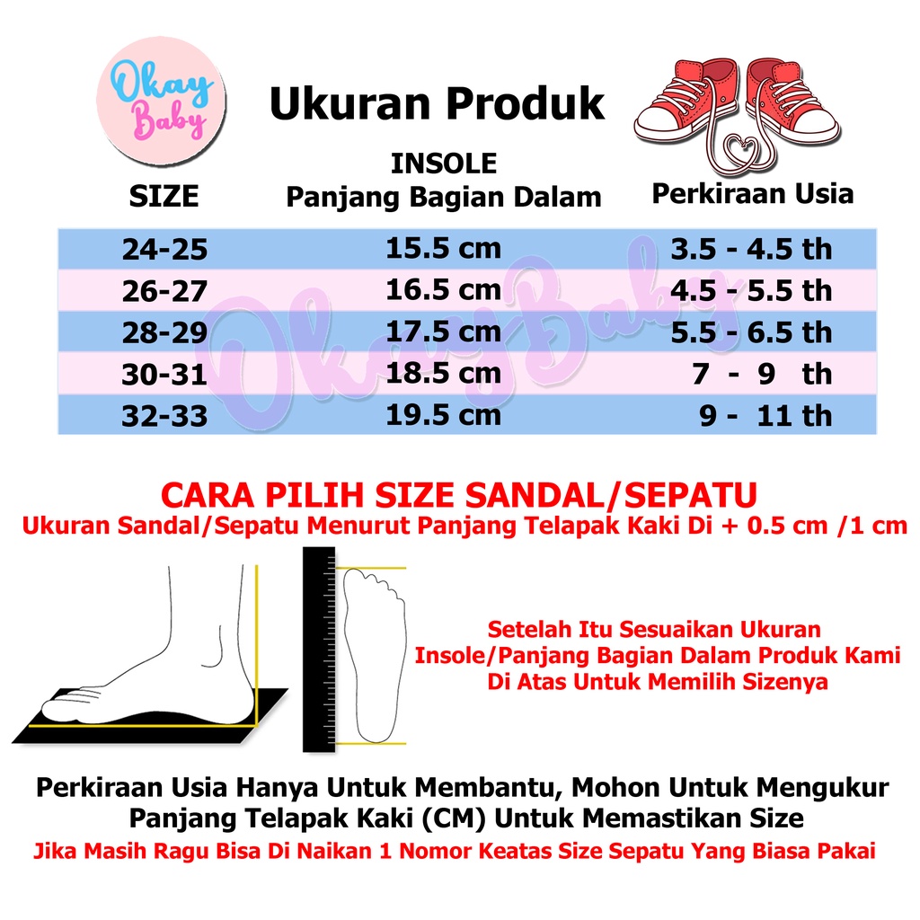 Okaybaby B115 Sandal Slop Anak Laki-laki Perempuan cewek Lucu Termurah Sepatu Import Fahion Terbaru Kekinian