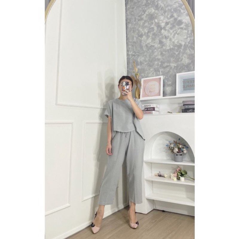 BEFAST - ZFS OOTD Setelan ANISYA /AVERY HILOW SETELAN ONE SET ATASAN DAN CELANA SATU SET / Pakaian Casual Wanita Remaja / Set Atasan Lengan Pendek+Celana Panjang / Oneset Wanita Keluaran Terbaru / Fashion kekinian Remaja ABG Trendy