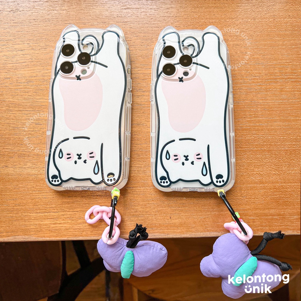 For iPhone - Flippy Kitty Shock Proof Case with Butterfly Charm