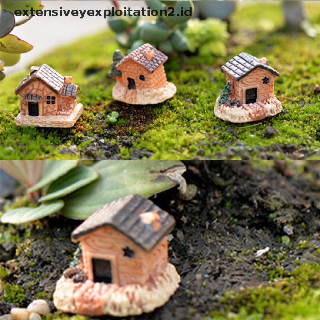 3 Pcs Miniatur Rumah Kecil Untuk Dekorasi Taman Mini