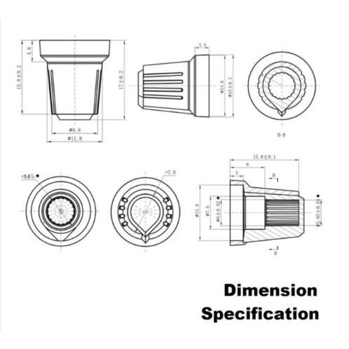 WH148 Potentiometer Knob Knop Tutup Potensiometer Potensio Meter Volume Rotary Cap AG2 Kit Plastic