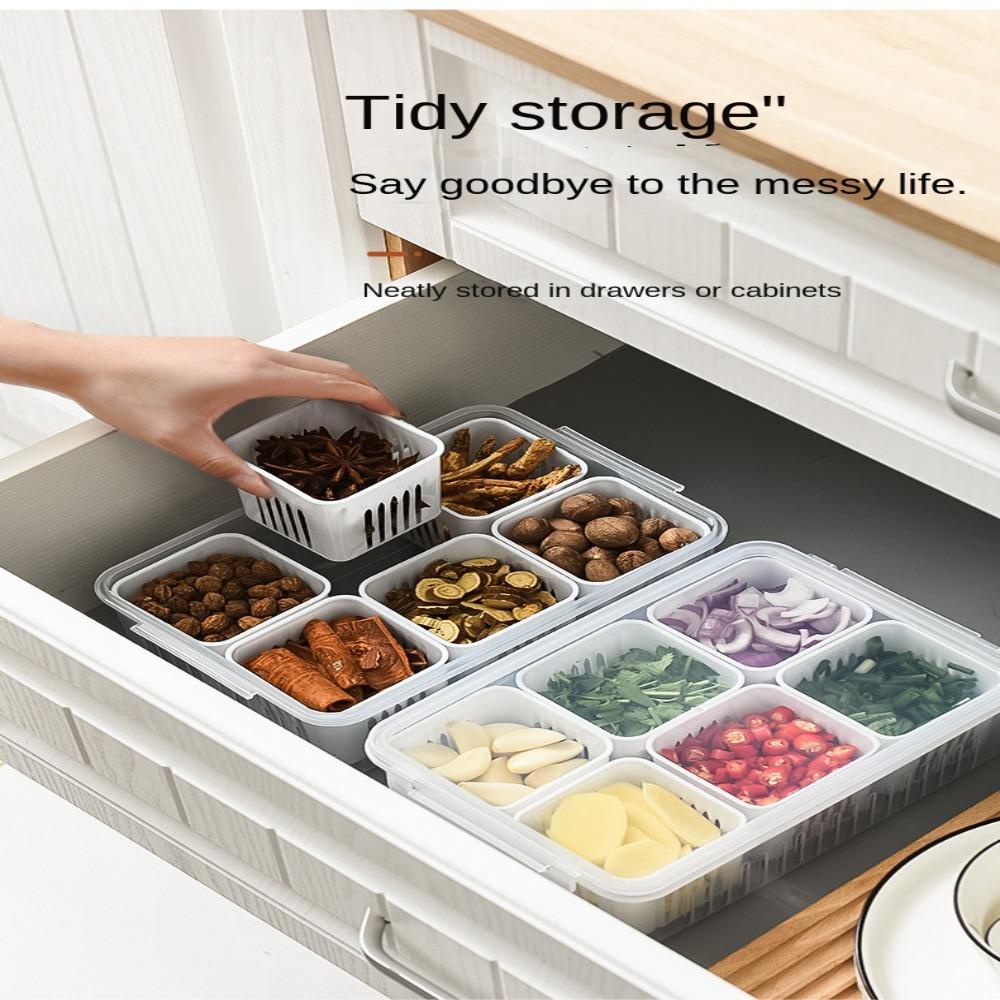 Suyo Garlic Fresh-keeping Box Transparan Rumah Tangga Kulkas Freezer Organizers Dapur Gadget Sealing Kotak Penyimpanan Makanan Kotak Sayur Dengan Penutup