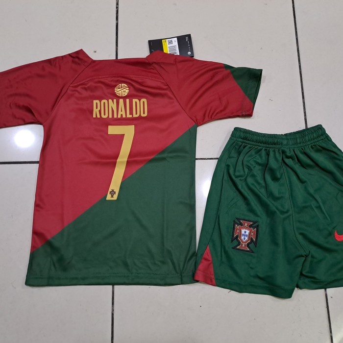 Jersey Baju Bola Portugal Home Kids Anak World Cup 2022 + Nameset