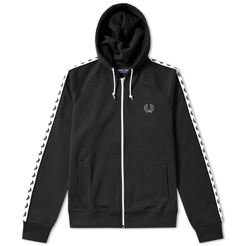 ZIPPER HOODIE / ZIPHODIE FRED PERRY TAPED BLACK NAVY ORIGINAL