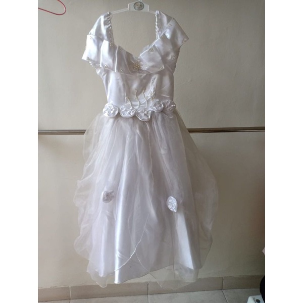 dress gaun pesta putih gading anak perempuan