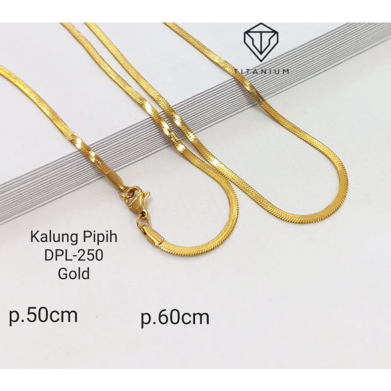 KALUNG TITANIUM PIPI GEPENG DPL WARNA EMAS