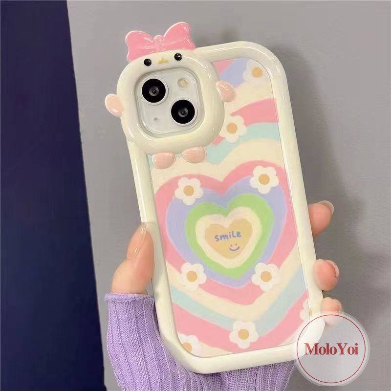 Soft Case Desain Hati 3D Pita Monster Kecil Untuk iPhone 7 8 6 6s 14 Plus XR 13 12 11 Pro Max 7Plus X XS Max SE 2020 11Pro Max