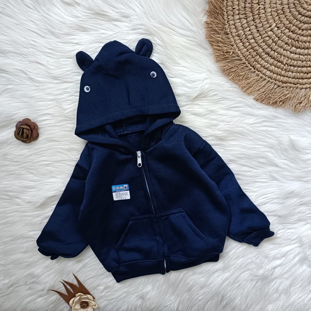 Jaket saku polos bayi 3-12 bulan unisex