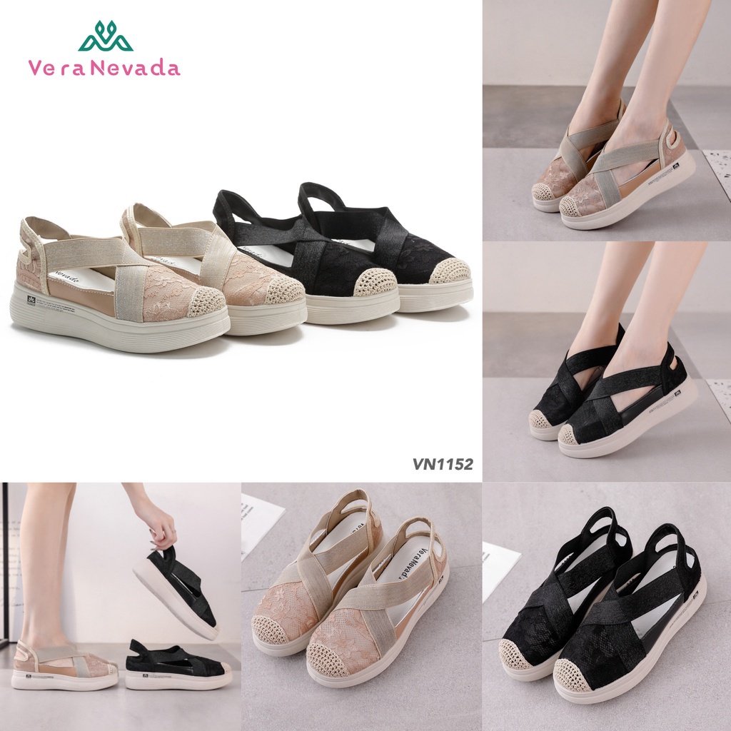 Ivony Seivona - VN1152 Vera Nevada Janice Sepatu Wedges Brokat Wanita Shoes