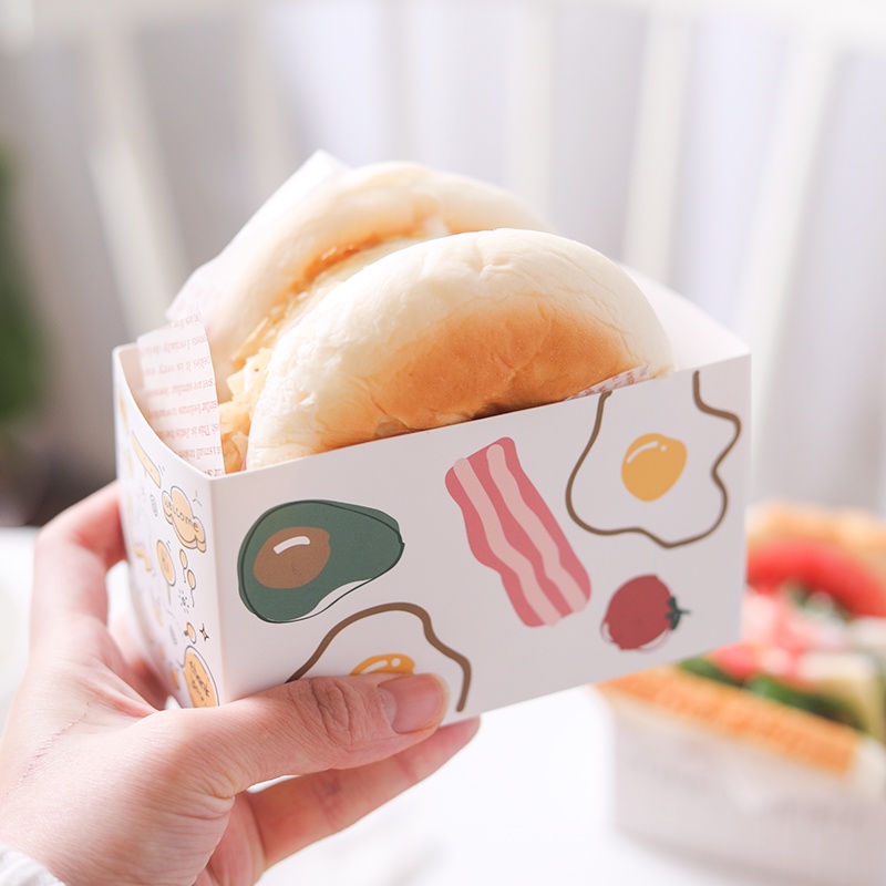 50pcs Box Sandwich Box/Toast Box/Kotak Kue/Box Kentang/Korea Sandwich Box Craft/Wax Paper