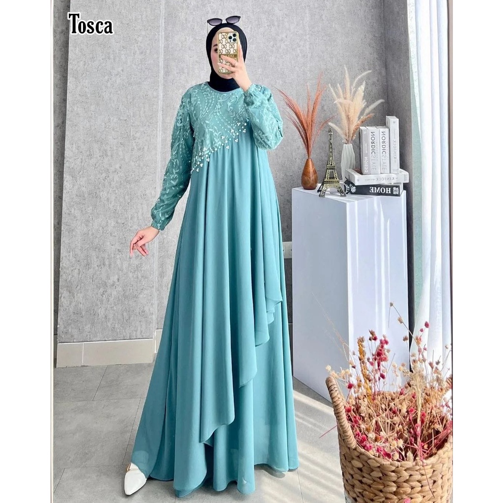 Zaheen Moeslim Cloth ~ Dress Kekinian Wedding Dress Wanita | Diandri Maxy Pesta | Pakaian Kondangan Pesta Wanita Seragaman Bahan Ceruty Babydoll Armany Mix Brukat | Fashion Busana Muslim Wanita Trend Terbagus Mevvah Elegant Simpel | Tersedia 8 Varian Warn-4