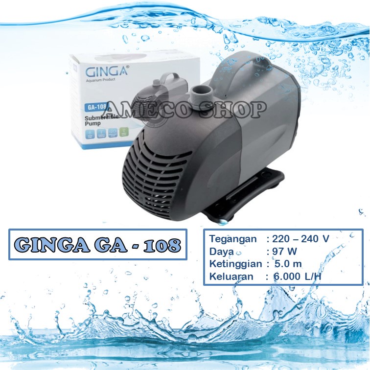 GINGA Pompa Air Celup Aquarium Water Pump GA 108