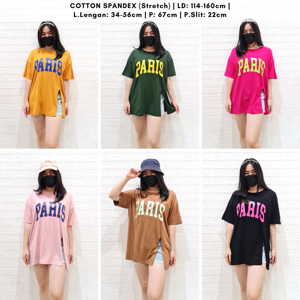 4623 pariese slit oversize t-shirt kaos spandex