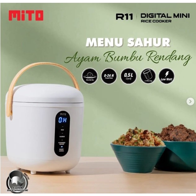 Mito Rice Cooker Mini Digital 0.5 Liter R11 4in1 Travel Magic Com