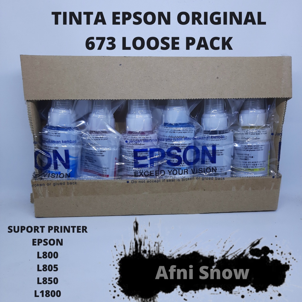 Tinta Epson Reffil printer L800 L805 L1800 Original 1 set tinta 673