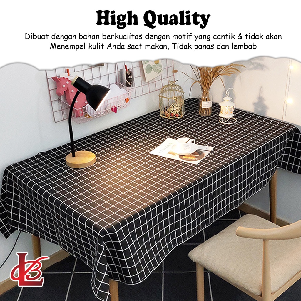 Taplak Meja Makan PEVA Tebal Premium Persegi Panjang Size 152x120cm Motif Kotak Anti Air Perlengkapan Dekorasi Ruang Makan Rumah Tangga Import - D10-3C - Comforthomes