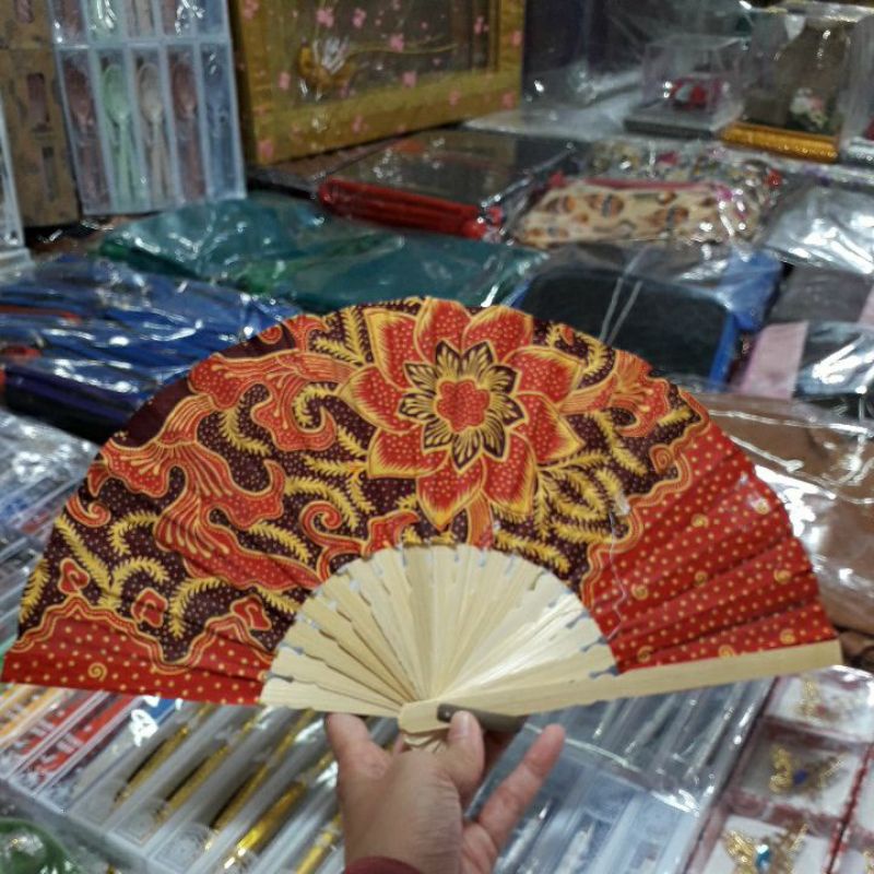 SOUVENIR PERNIKAHAN+KIPAS BATIK JUMBO+SABLON NAMA+KEMASAN PLASTIK