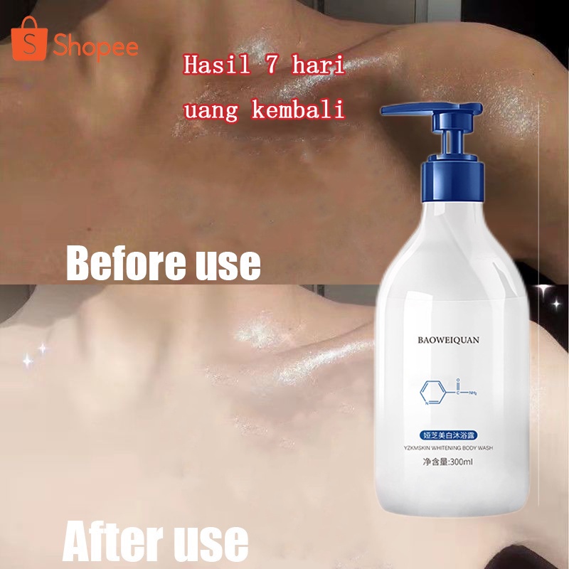 Sabun pemutih Sabun mandi Whitening wash Pencuci Tubuh Aromatik Gel Mandi Pemutih Tubuh 300ML pemutih kulit mengelupas kulit kulit halus mengembalikan elastisitas kulit