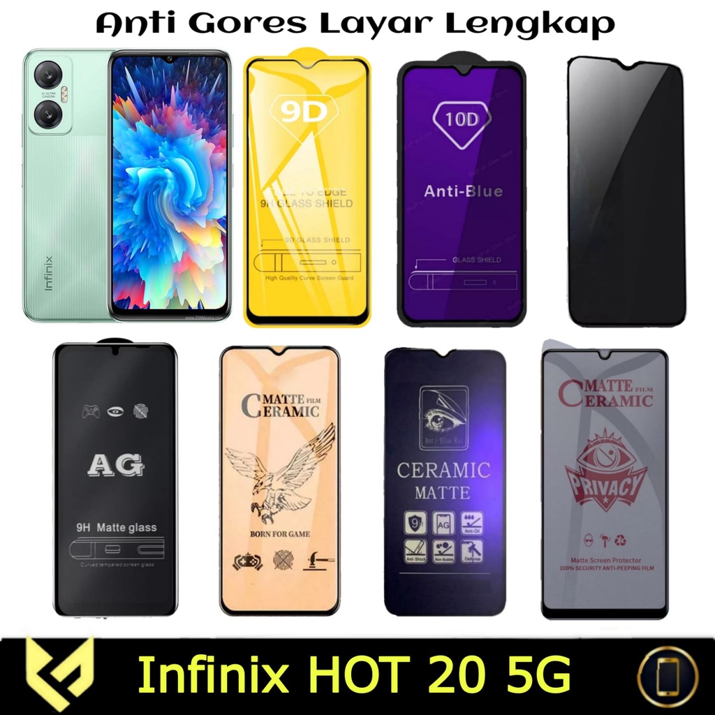 PROMO PAKET 3IN1 Screen Guard For INFINIX HOT 20 5G Free Tempered Glass Camera &amp; Skin Carbon Anti Jamur | Ceramic Anti SPY Anti Blue light Anti Glare  Matte