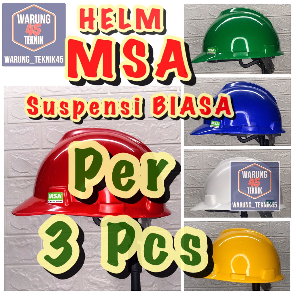 HELM PROYEK SAFETY V GUARD MERK MSA SNI LOKAL SUSPENSI STANDARD/3PCS