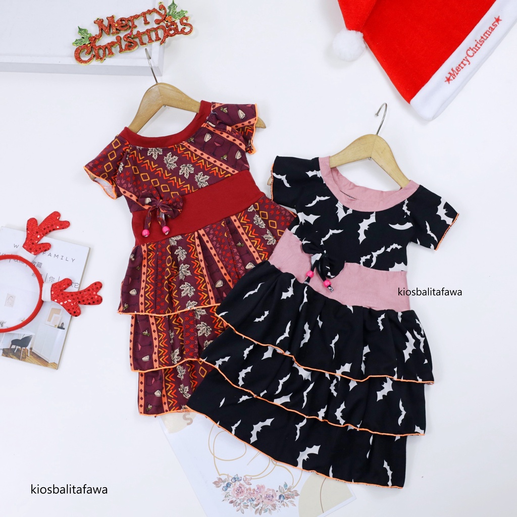 Dress Anneth Natal uk 1-2 tahun - Dres Anak Perempuan Harian Baju Gaun Pesta Kids Adem Murah