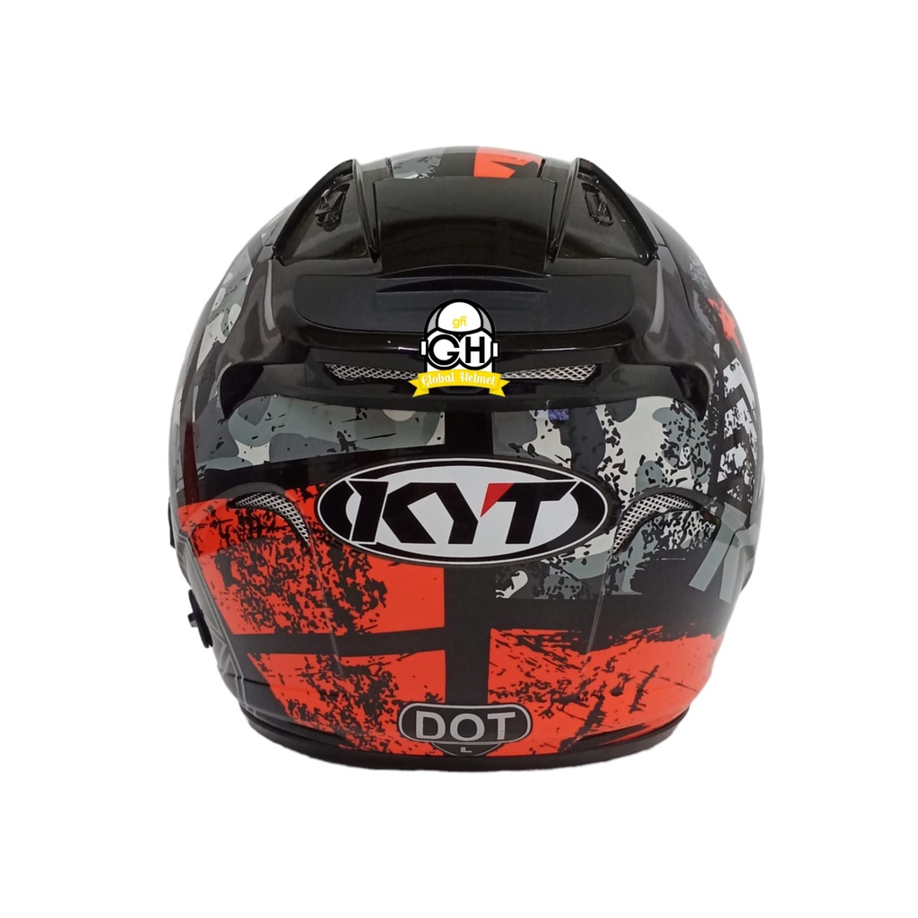 HELM KYT GALAXY FLAT R #5 BLACK RED FLUO DOUBLE VISOR HALF FACE KYT HELM GALAXY FLAT