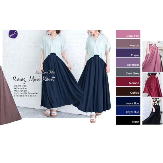 Swing Maxi Skirt / Rok Payung Import/ Rok Lebar Jumbo - Navy Blue