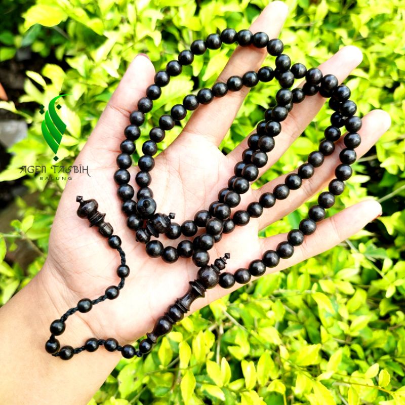 Tasbih Kelor Hitam Size 8mm, Motif Bulat/Tasbih Muslim 99Butir