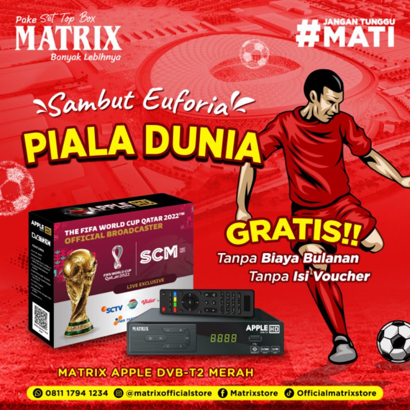 set top box matrix apple digital receiver MATRIX APPLE MERAH STB DVB matrix digital receiver tv digital tv antena tv matrix apple digital garansi resmi