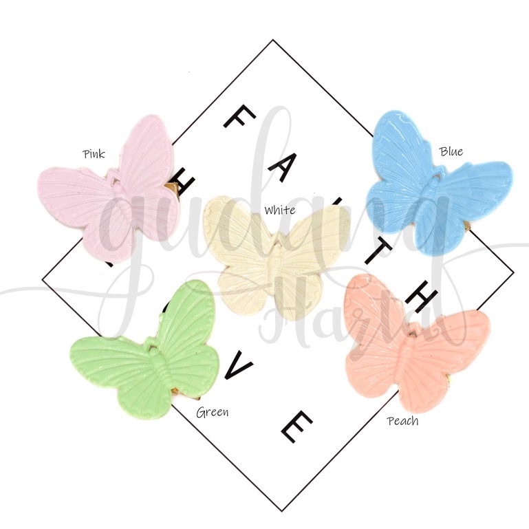 Jepit Rambut Pastel Butterfly Hairclip Motif Kupu Kupu Berwarna GH 213079