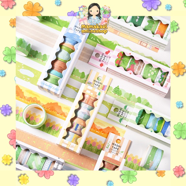 

1 set isi 4 pcs washi tape landscape motif alam nature diy paper tape MK1360