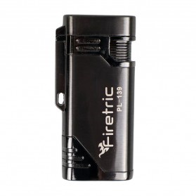 Korek Api Gas Lighter Double Jet Torch - Metallic Black