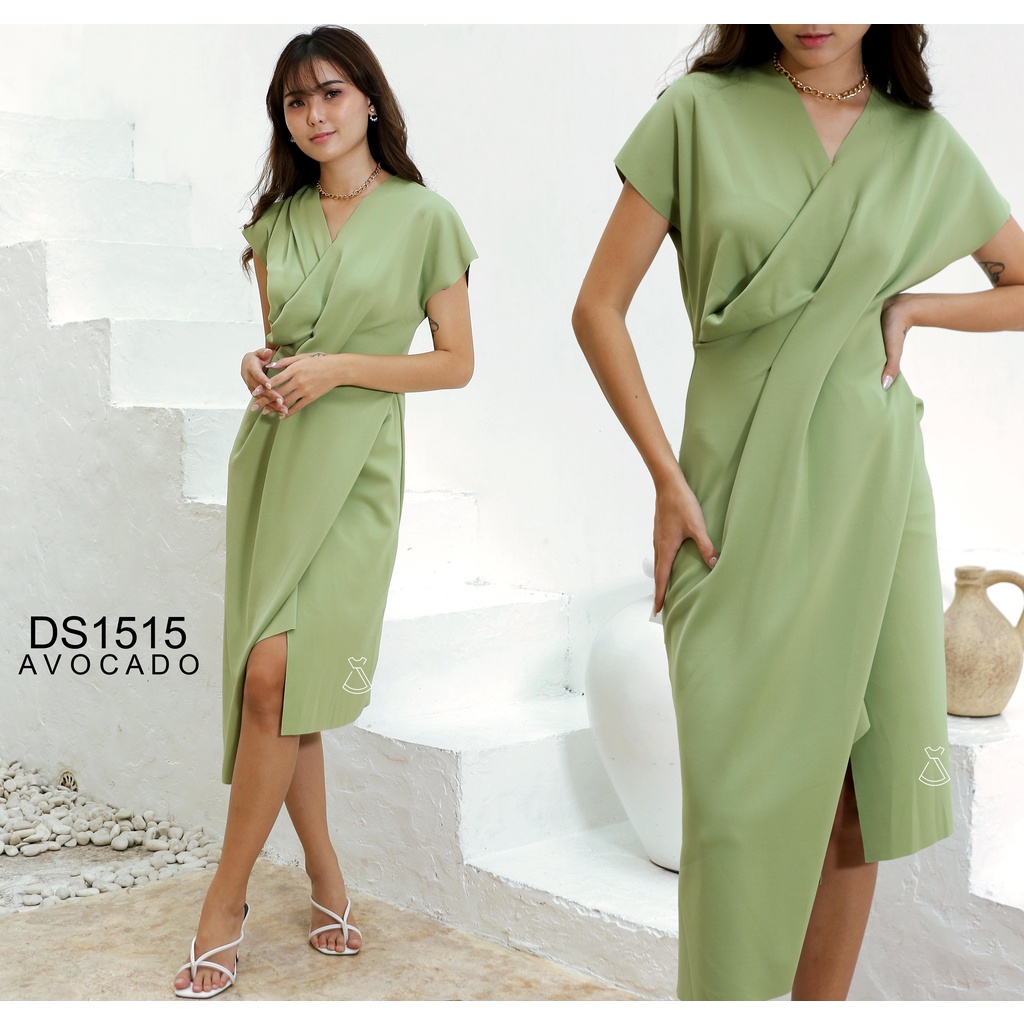 DS1515 - DRESS PESTA WANITA MIDI FLARE BASIC SCUBA DRESS KANTOR WANITA MODERN MURAH